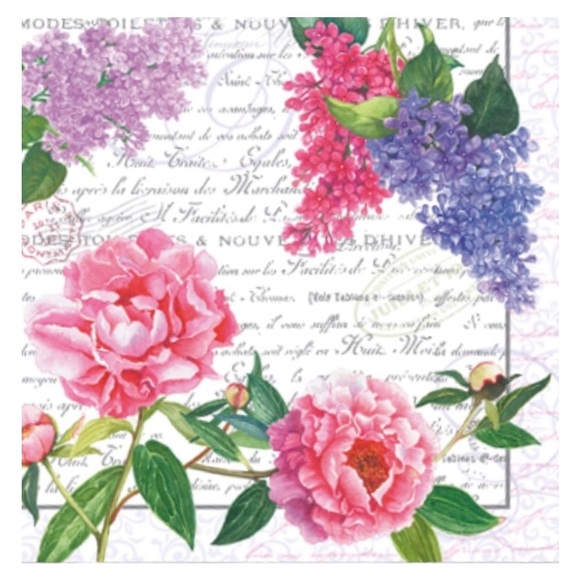 Printemps Floral Luncheon Decorative Party Napkins (40 Count) - Pink and Purple - Picture 1 of 1